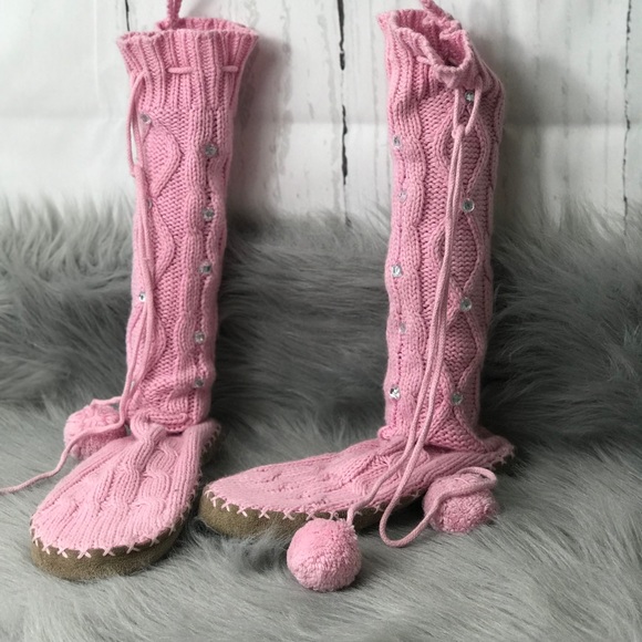 victoria's secret pink sweater sock boots slipper mukluks